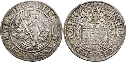 1871年之前的德国硬币与奖章。萨克森、选帝侯及阿尔贝丁王朝。莫里茨，1541/1547年至1553