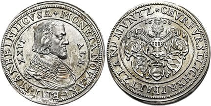 1871年之前的德国硬币与奖章。普法尔茨。腓特烈四世，1583—1610年。26阿尔布斯金德尔，直径