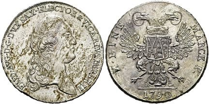 1871年前的德国硬币与奖章。萨克森，选帝侯及阿尔贝丁王朝。腓特烈·奥古斯特三世/一世，1763—1