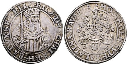 1871年之前的德国硬币与纪念章。普法尔茨。腓特烈二世，1508 / 1544 - 1556。帝国塔