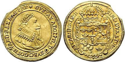 1871年之前的德国硬币与奖章。纽伦堡，该城曾被瑞典占领，古斯塔夫二世·阿道夫国王。杜卡特金币，直径