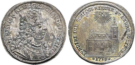 1871年之前的德国钱币与奖章。沃尔夫施泰因伯爵领地。克里斯蒂安·阿尔布雷希特，1693-1740年