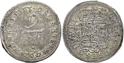 1871年前的德国硬币与奖章。拿骚——伊德施泰因。乔治·奥古斯特，1688-1721。1/6塔勒，直