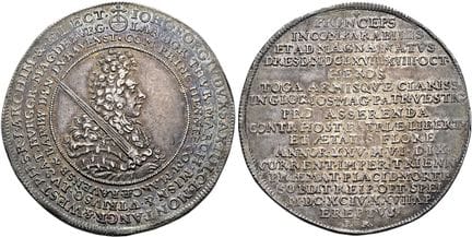1871年之前的德国硬币与奖章。萨克森，选帝侯及阿尔贝蒂纳王朝。约翰·乔治四世，1691年至1694