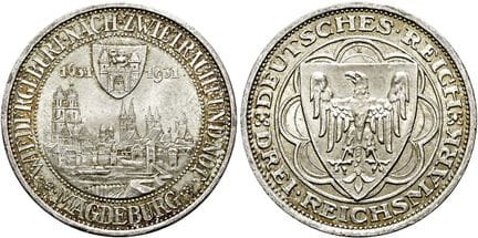 1871年后的德国。魏玛共和国。纪念币。3帝国马克，直径30毫米（14.92克）。1931年A版，柏