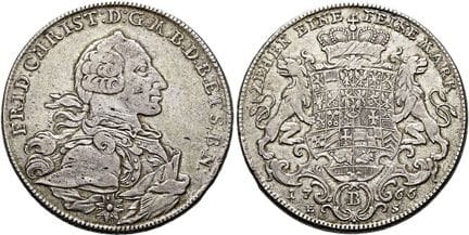 1871年之前的德国硬币与奖章。勃兰登堡——拜罗伊特。弗里德里希·克里斯蒂安，1763—1769年。