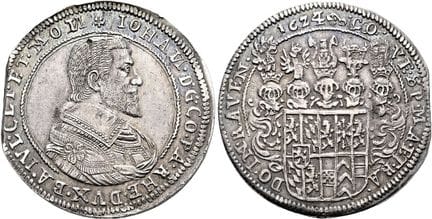 1871年前的德国钱币与奖章。普法尔茨——茨魏布吕肯——费尔登茨。约翰二世，1604—1635年。帝