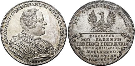 1871年之前的德国硬币与奖章。霍亨洛厄-基尔希贝格。卡尔·奥古斯特，1737—1767年。帝国塔勒