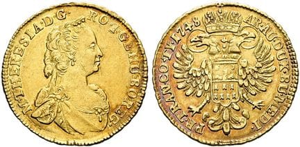 奥地利 - 匈牙利。哈布斯堡王朝时期（至1866年）。玛丽亚·特蕾莎，1740-1780年。杜卡特金