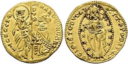 欧洲钱币与奖章。意大利。威尼斯。马尔科·科纳（Marco Corner），1365—1368年。杜卡
