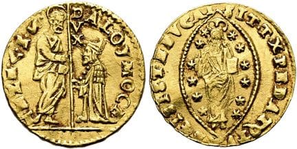 欧洲硬币与纪念章。意大利。威尼斯。阿洛伊斯·莫切尼戈四世，1763—1778年。泽奇诺币，直径20毫