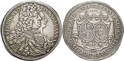 奥地利 - 匈牙利。新伯爵。施瓦岑贝格。 费迪南德·威廉·尤塞布，1683–1703年。帝国塔勒，直