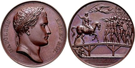 欧洲硬币与奖章。法国。  拿破仑一世，1804–1814年。青铜纪念章（37.73克）。1805年，