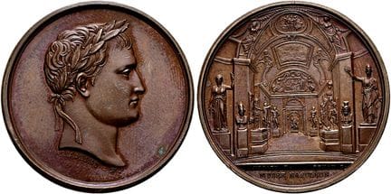 欧洲硬币与纪念章。法国。  拿破仑一世，1804年至1814年。青铜奖章（19.74克）。无年份（1