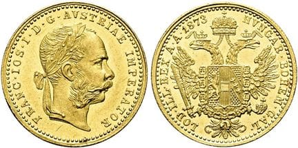 奥地利——匈牙利。哈布斯堡王朝（至1866年）。 弗朗茨·约瑟夫，1848—1916年。杜卡特金币，