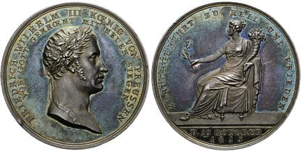 1871年之前的德国硬币与奖章。勃兰登堡／普鲁士。腓特烈·威廉三世，1797—1840年。银质奖章（