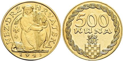 PIÈCES ET MÉDAILLES EUROPÉENNES. CROATIE. ÉTAT IND