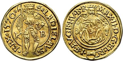 奥地利——匈牙利。哈布斯堡王朝（至1866年）。  马克西米利安二世，1564-1576年。 杜卡特