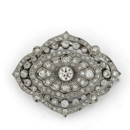 18-karat white gold brooch with openwork design, s