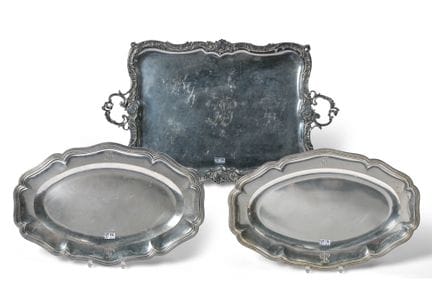 Set of three silver pieces consisting of: two oval