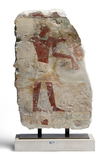 Frammento di affresco funerario in pietra calcarea