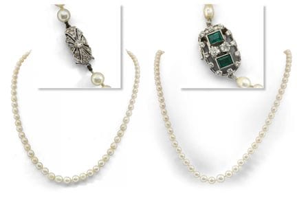 Dos collares de perlas en cascada: un collar con c