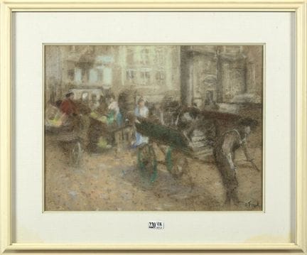 FRANK, Lucien (1857–1920)
Pastel on paper, “Market