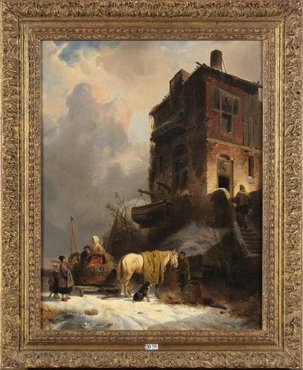 Oil on canvas, mounted on canvas, "The Fishermen's