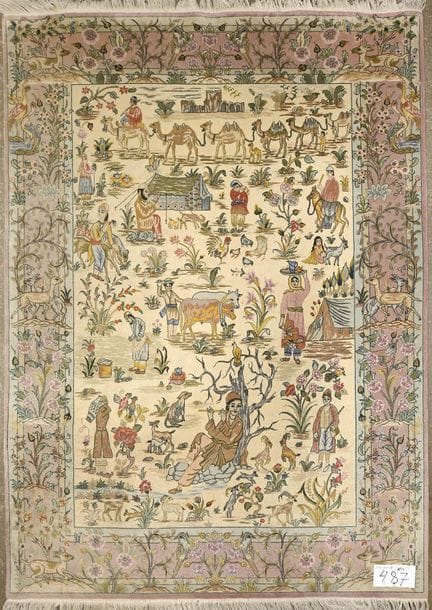 Tabriz-Teppich aus Wolle mit dem Motiv „Nomadencam