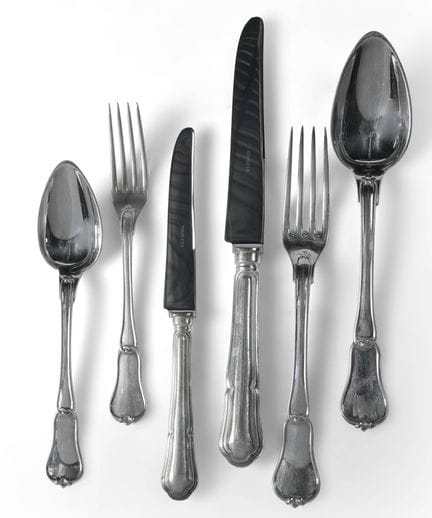 Besteckset aus 800/1000er Silber, bestehend aus 14