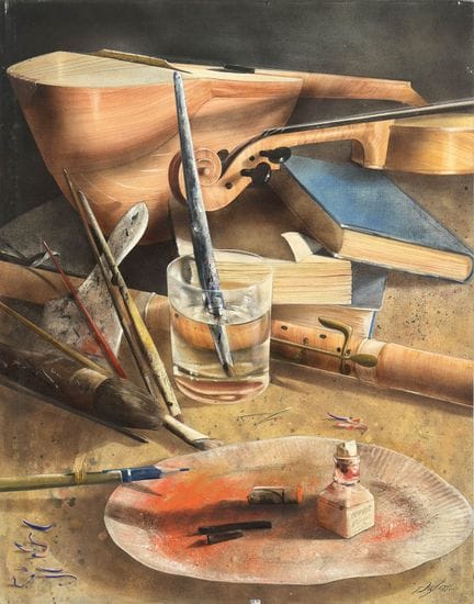 DUFOOR Frédéric (1943)
Oil on canvas, “Paintbrushe