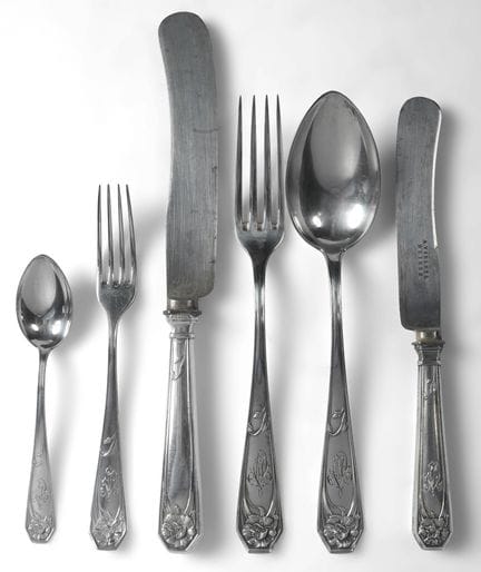 Kleines Jugendstil-Besteckset aus 800/1000er Silbe