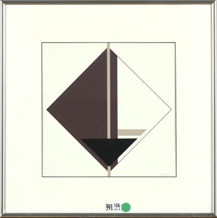 吉尔伯特·德科克（1928 - 2007）
纸本水粉画《几何构图》。右下角署名“G. Decock”