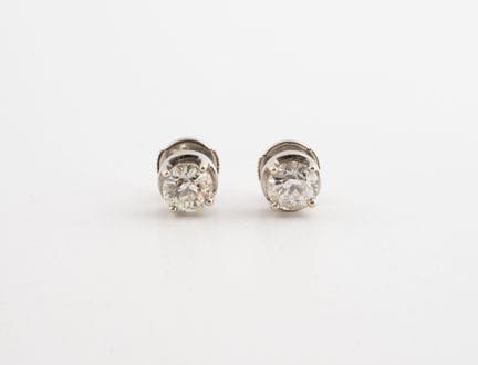 Par de pendientes de oro blanco (750) adornados co