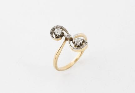 Anillo «Toi et Moi i» en oro amarillo (750) y plat
