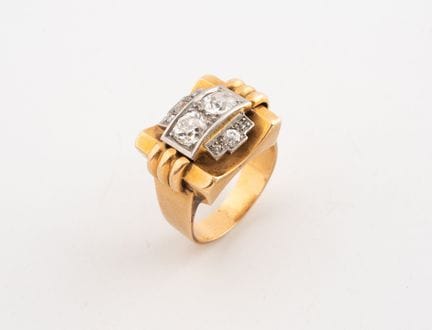 Anillo «Tank» de oro amarillo (750) y platino (850