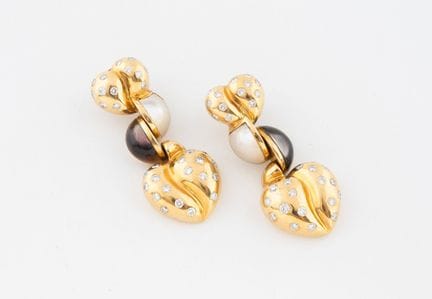 Par de pendientes de oro amarillo (750) decorados 