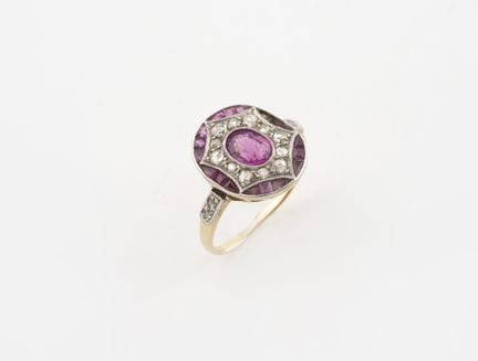 Anillo de oro amarillo (750) y platino (850) forma