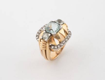 Bague type Tank en or jaune (750) et platine (850)