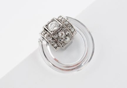 Clip de revers circulaire en métal orné de diamant