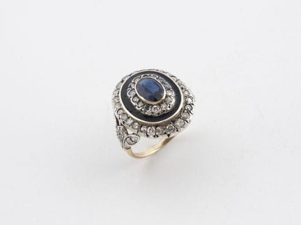 Bague Pompadour en or rose (375) et argent (800) c