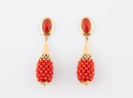 Par de pendientes de oro amarillo (750) formados p