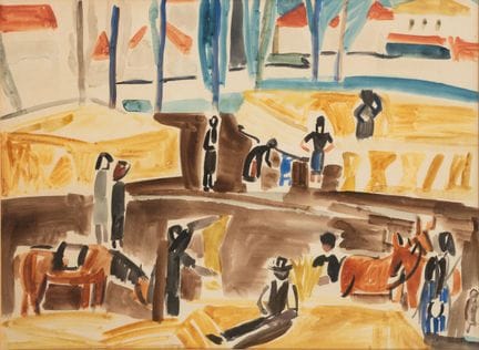 Robert SAVARY (1920-2000)
La moisson. 
Aquarelle s