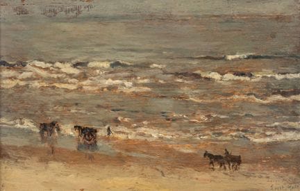 Evert MOLL (1878-1955)
Rivage avec cavaliers. 
Hui