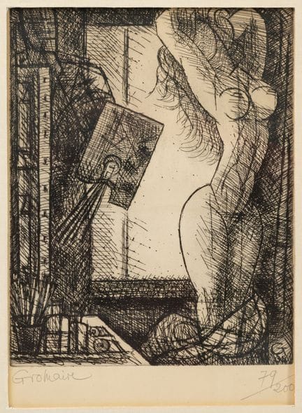 Marcel GROMAIRE (1892-1971)
Nu dans l'atelier.
Eau