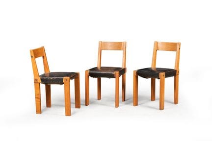 Pierre CHAPO (1927-1986) 
Suite de trois chaises m