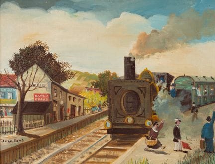 Jean FOUS (1901-1971)
Arrivée du train en gare.
Hu
