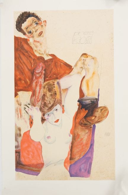 D'après Egon SCHIELE (1890-1918)
L'hôte rouge.
Lit