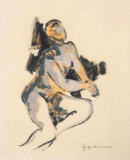 Jef FRIBOULET (1919-2003)
Étude de femme.
Gouache 