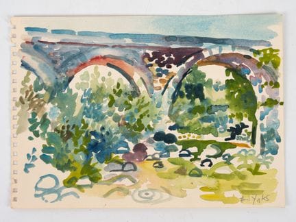 Fred YATES (1922-2008)
Paysage au pont, circa 1984